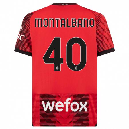 Kandiny Kinderen Nicolo Montalbano #40 Rood Zwart Thuisshirt Thuistenue 2023/24 T-Shirt België