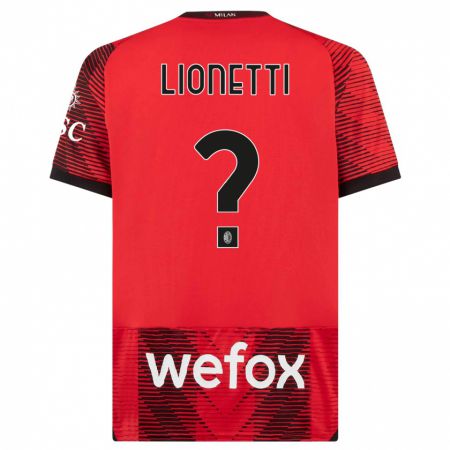 Kandiny Niño Camiseta Francesco Lionetti #0 Negro Rojo 1ª Equipación 2023/24 La Camisa