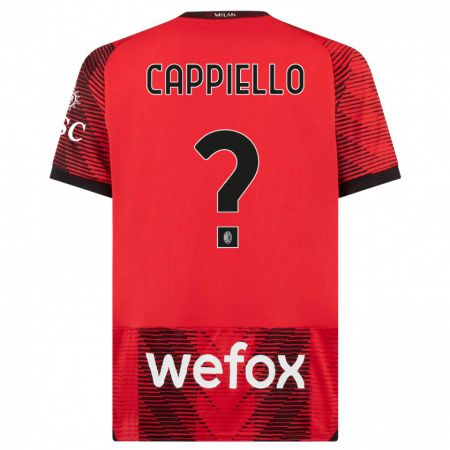 Kandiny Niño Camiseta Flavio Cappiello #0 Negro Rojo 1ª Equipación 2023/24 La Camisa