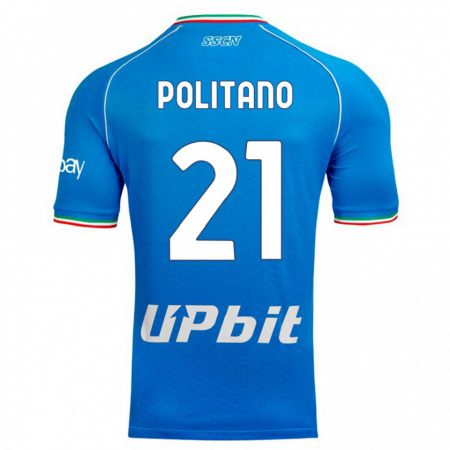 Kandiny Bambino Maglia Matteo Politano #21 Cielo Blu Kit Gara Home 2023/24 Maglietta