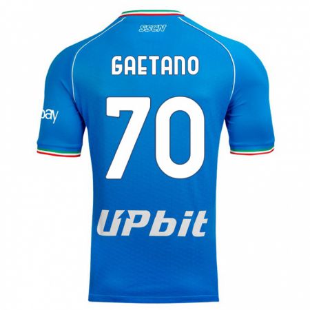 Kandiny Kinderen Gianluca Gaetano #70 Hemelsblauw Thuisshirt Thuistenue 2023/24 T-Shirt België