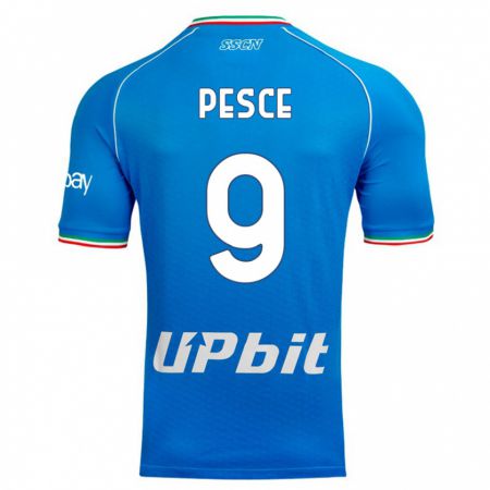 Kandiny Bambino Maglia Antonio Pesce #9 Cielo Blu Kit Gara Home 2023/24 Maglietta