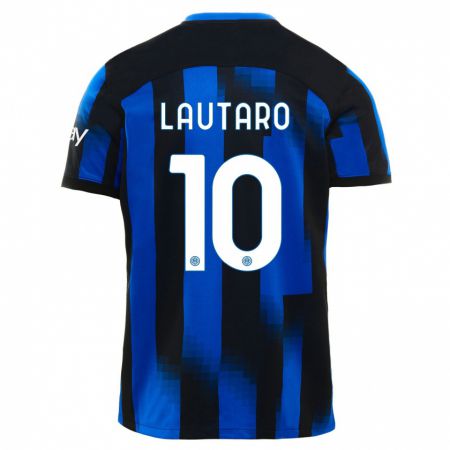 Kandiny Kinder Lautaro Martínez #10 Schwarz Blau Heimtrikot Trikot 2023/24 T-Shirt Österreich