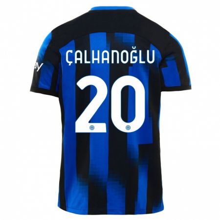 Kandiny Kinderen Hakan Calhanoglu #20 Zwart Blauw Thuisshirt Thuistenue 2023/24 T-Shirt België