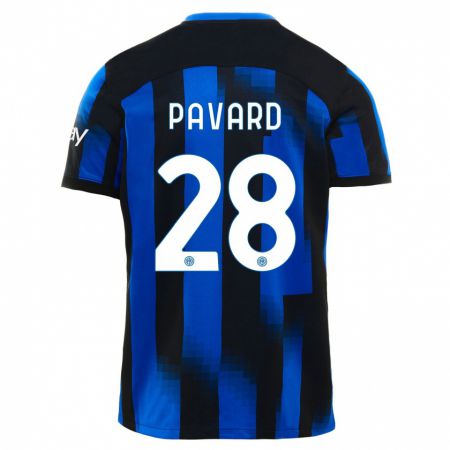 Kandiny Bambino Maglia Benjamin Pavard #28 Nero Blu Kit Gara Home 2023/24 Maglietta