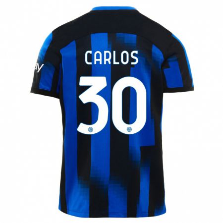 Kandiny Bambino Maglia Carlos Augusto #30 Nero Blu Kit Gara Home 2023/24 Maglietta