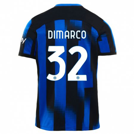 Kandiny Niño Camiseta Federico Dimarco #32 Azul Negro 1ª Equipación 2023/24 La Camisa