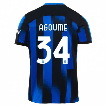 Kandiny Niño Camiseta Lucien Agoumé #34 Azul Negro 1ª Equipación 2023/24 La Camisa