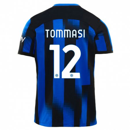 Kandiny Kinderen Francesco Tommasi #12 Zwart Blauw Thuisshirt Thuistenue 2023/24 T-Shirt België