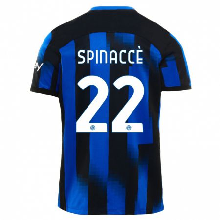 Kandiny Bambino Maglia Matteo Spinaccè #22 Nero Blu Kit Gara Home 2023/24 Maglietta