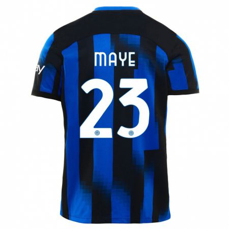 Kandiny Bambino Maglia Yvan Maye #23 Nero Blu Kit Gara Home 2023/24 Maglietta