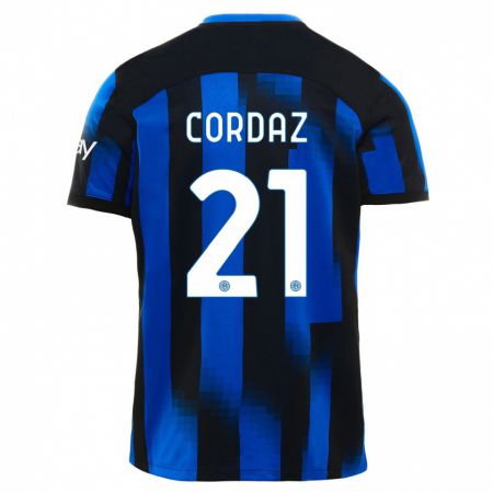 Kandiny Bambino Maglia Alex Cordaz #21 Nero Blu Kit Gara Home 2023/24 Maglietta