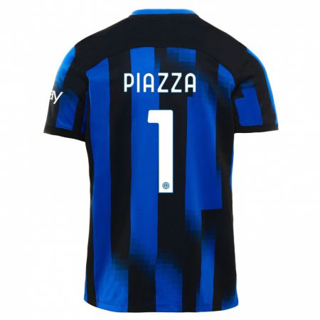 Kandiny Bambino Maglia Alessia Piazza #1 Nero Blu Kit Gara Home 2023/24 Maglietta