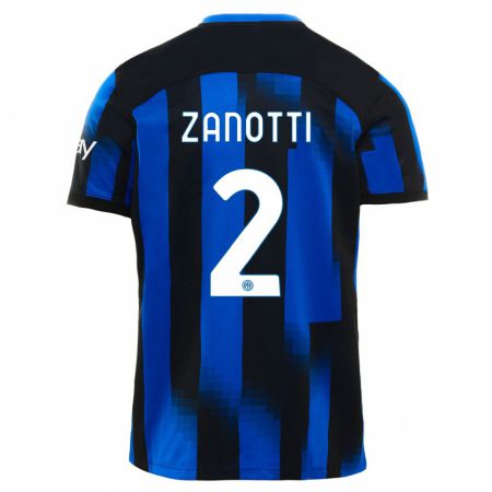 Kandiny Bambino Maglia Mattia Zanotti #2 Nero Blu Kit Gara Home 2023/24 Maglietta