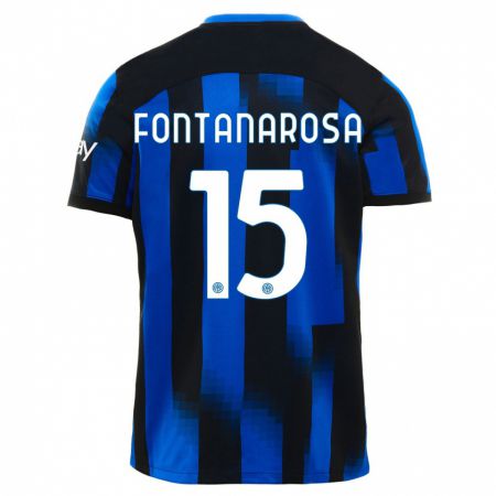 Kandiny Kinder Alessandro Fontanarosa #15 Schwarz Blau Heimtrikot Trikot 2023/24 T-Shirt Österreich