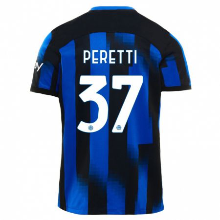 Kandiny Niño Camiseta Lorenzo Peretti #37 Azul Negro 1ª Equipación 2023/24 La Camisa