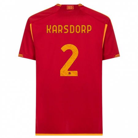 Kandiny Niño Camiseta Rick Karsdorp #2 Rojo 1ª Equipación 2023/24 La Camisa