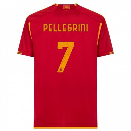 Kandiny Niño Camiseta Lorenzo Pellegrini #7 Rojo 1ª Equipación 2023/24 La Camisa