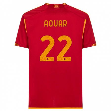 Kandiny Niño Camiseta Houssem Aouar #22 Rojo 1ª Equipación 2023/24 La Camisa