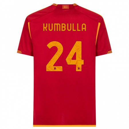 Kandiny Niño Camiseta Marash Kumbulla #24 Rojo 1ª Equipación 2023/24 La Camisa