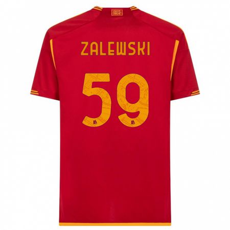 Kandiny Kinderen Nicola Zalewski #59 Rood Thuisshirt Thuistenue 2023/24 T-Shirt België