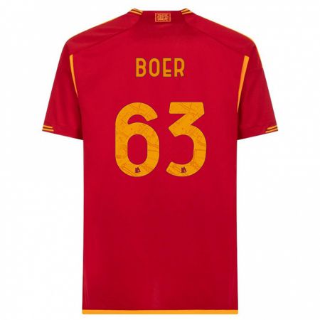 Kandiny Kinderen Pietro Boer #63 Rood Thuisshirt Thuistenue 2023/24 T-Shirt België