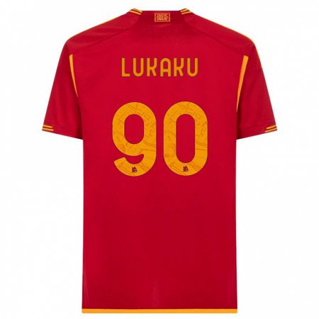 Kandiny Niño Camiseta Romelu Lukaku #90 Rojo 1ª Equipación 2023/24 La Camisa