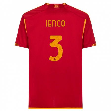 Kandiny Kinderen Simone Ienco #3 Rood Thuisshirt Thuistenue 2023/24 T-Shirt België