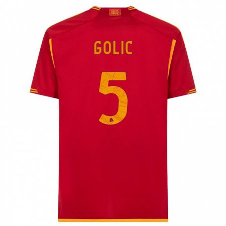 Kandiny Bambino Maglia Lovro Golic #5 Rosso Kit Gara Home 2023/24 Maglietta