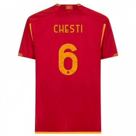 Kandiny Kinderen Francesco Chesti #6 Rood Thuisshirt Thuistenue 2023/24 T-Shirt België