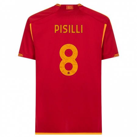 Kandiny Bambino Maglia Niccolò Pisilli #8 Rosso Kit Gara Home 2023/24 Maglietta