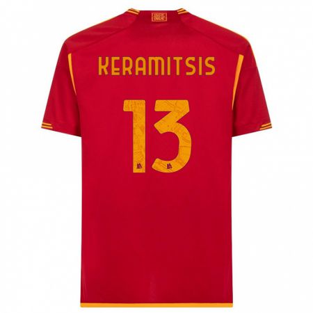 Kandiny Bambino Maglia Dimitrios Keramitsis #13 Rosso Kit Gara Home 2023/24 Maglietta