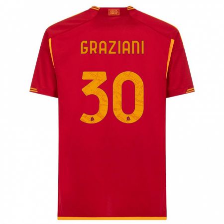 Kandiny Kinderen Leonardo Graziani #30 Rood Thuisshirt Thuistenue 2023/24 T-Shirt België