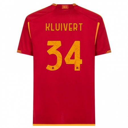 Kandiny Niño Camiseta Justin Kluivert #34 Rojo 1ª Equipación 2023/24 La Camisa