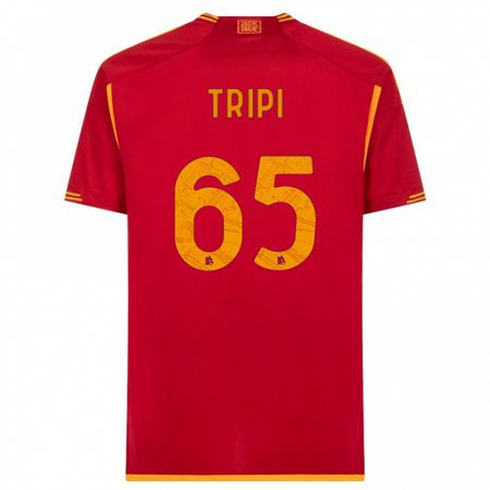 Kandiny Kinderen Filippo Tripi #65 Rood Thuisshirt Thuistenue 2023/24 T-Shirt België