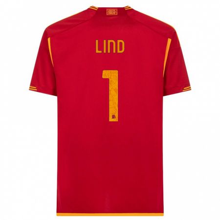 Kandiny Bambino Maglia Emma Lind #1 Rosso Kit Gara Home 2023/24 Maglietta