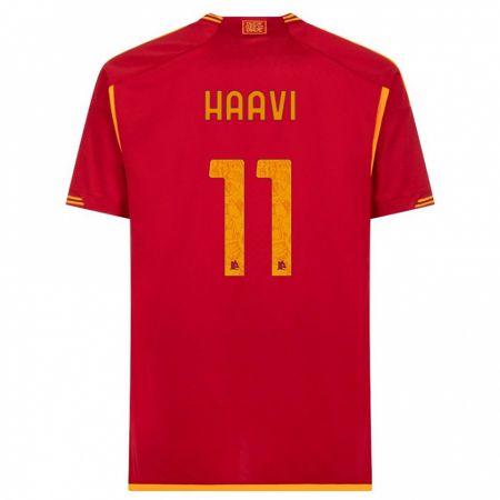 Kandiny Bambino Maglia Emilie Haavi #11 Rosso Kit Gara Home 2023/24 Maglietta