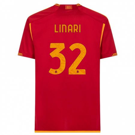 Kandiny Kinderen Elena Linari #32 Rood Thuisshirt Thuistenue 2023/24 T-Shirt België