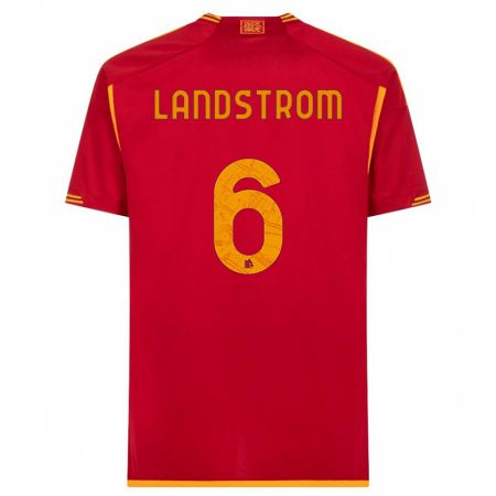 Kandiny Niño Camiseta Elin Landstrom #6 Rojo 1ª Equipación 2023/24 La Camisa