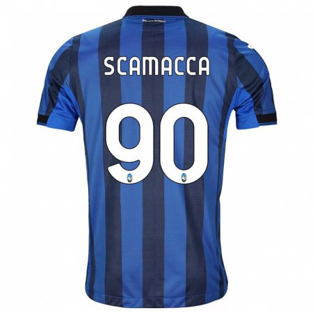 Kandiny Kinderen Gianluca Scamacca #90 Zwart Blauw Thuisshirt Thuistenue 2023/24 T-Shirt België