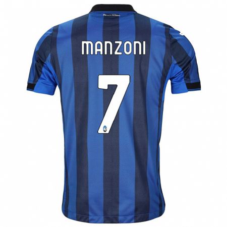 Kandiny Bambino Maglia Alberto Manzoni #7 Nero Blu Kit Gara Home 2023/24 Maglietta