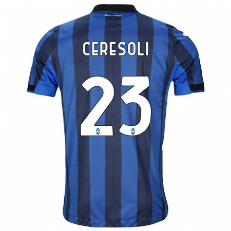 Kandiny Bambino Maglia Andrea Ceresoli #23 Nero Blu Kit Gara Home 2023/24 Maglietta