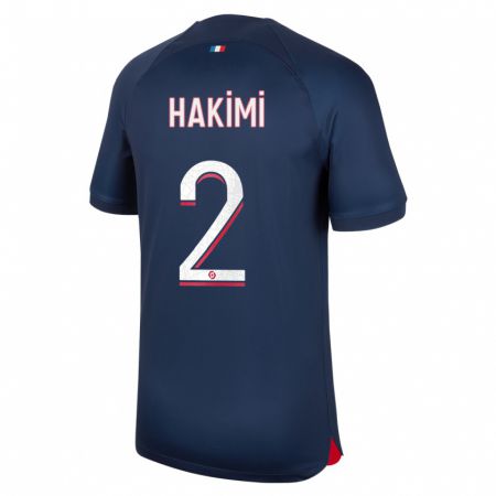 Kandiny Kinderen Achraf Hakimi #2 Blauw Rood Thuisshirt Thuistenue 2023/24 T-Shirt België