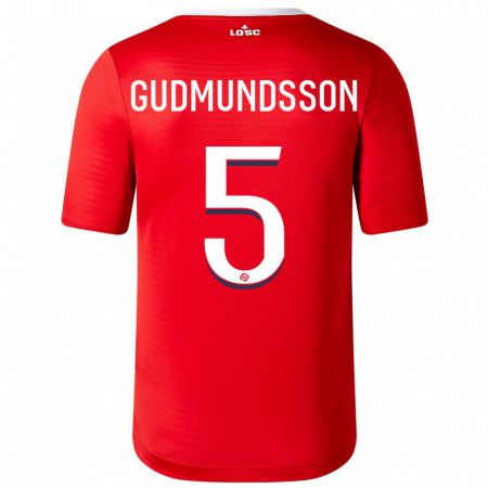 Kandiny Bambino Maglia Gabriel Gudmundsson #5 Rosso Kit Gara Home 2023/24 Maglietta