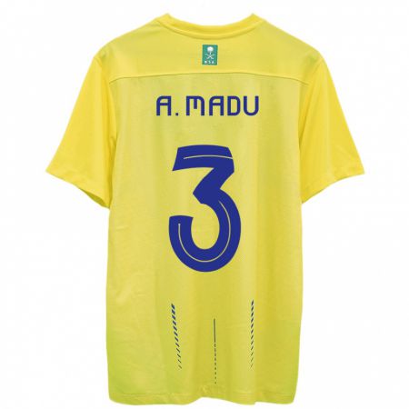 Kandiny Bambino Maglia Abdullah Madu #3 Giallo Kit Gara Home 2023/24 Maglietta