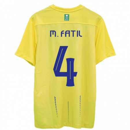 Kandiny Bambino Maglia Mohammed Al-Fatil #4 Giallo Kit Gara Home 2023/24 Maglietta