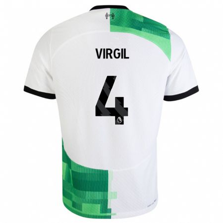 Kandiny Bambino Maglia Virgil Van Dijk #4 Bianco Verde Kit Gara Away 2023/24 Maglietta