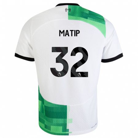 Kandiny Bambino Maglia Joel Matip #32 Bianco Verde Kit Gara Away 2023/24 Maglietta