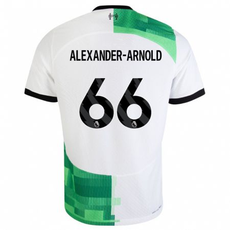 Kandiny Dzieci Trent Alexander-Arnold #66 Biały Zielony Wyjazdowa Koszulka 2023/24 Koszulki Klubowe