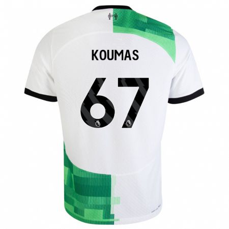 Kandiny Bambino Maglia Lewis Koumas #67 Bianco Verde Kit Gara Away 2023/24 Maglietta